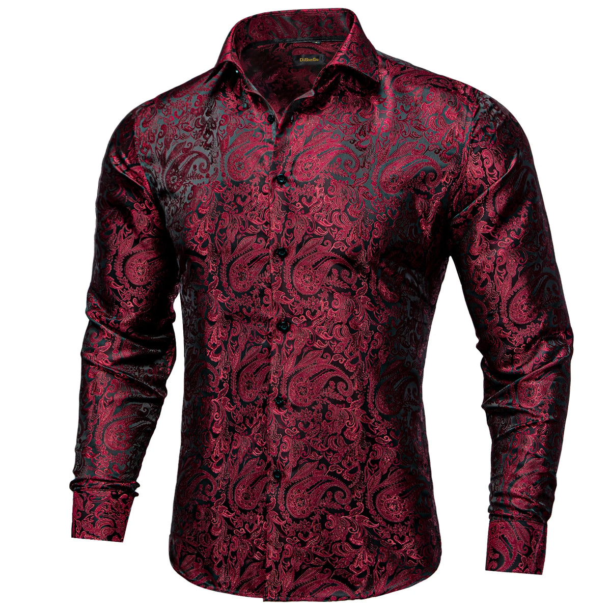 Brand New Men's Royal Blue Business Shirts Luxury Fashion Paisley Long Sleeve Turn-Down Collar Social Shirt Male Casual Blouse