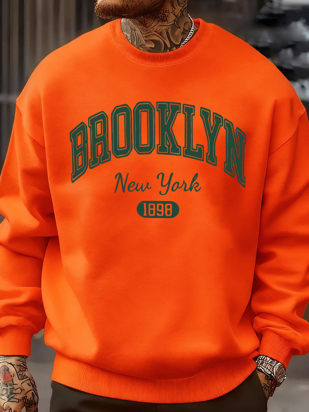 Brooklyn New York 1898 Prints Sweatshirt Autumn Man Clothes Fleece Fashion Pullover Casual Crewneck Sportswear Loose Soft Top