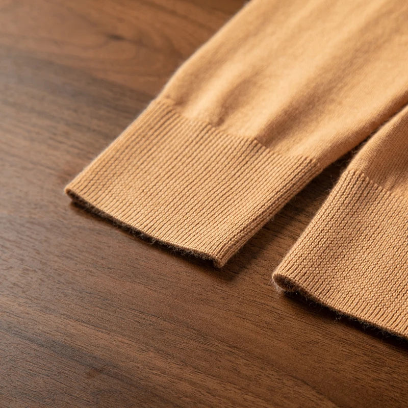 High Quality A-Class 100% Precision Spun Pure Cashmere Sweater Men Men's Lapel Pullover Casual Loose Knit Thin Men's Clothing
