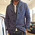 New Style Solid Color Sweater for Men in Autumn and Winter 2024, Retro Lapel, Knitted Long-sleeved Cardigan Sweater Coat S-3XL