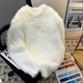 Heavyweight  Fur Knit Sweater Unisex Loose Thickened  Color Warmth Autumn Winter Men's Women's Casual Fashion
