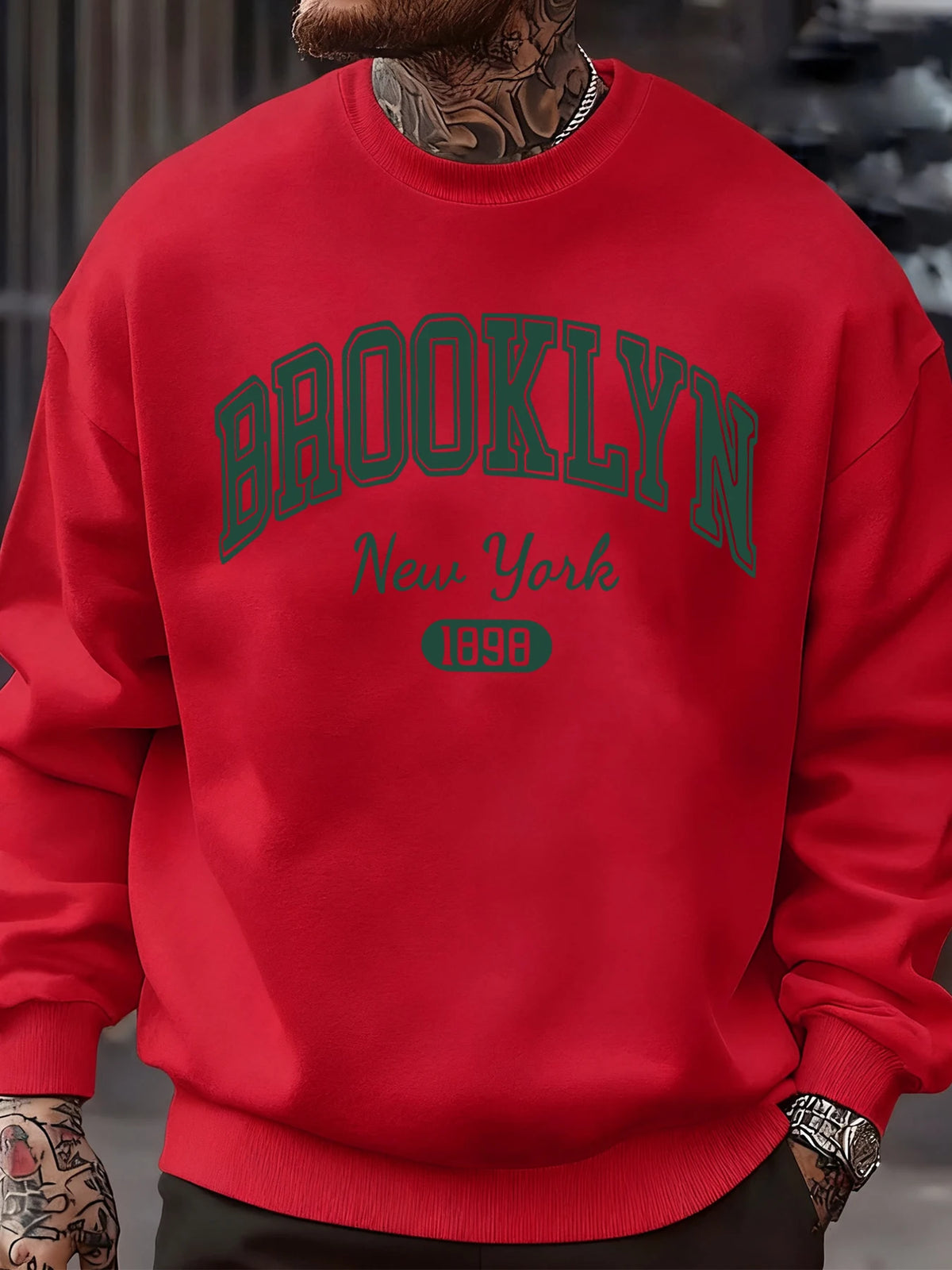 Brooklyn New York 1898 Prints Sweatshirt Autumn Man Clothes Fleece Fashion Pullover Casual Crewneck Sportswear Loose Soft Top