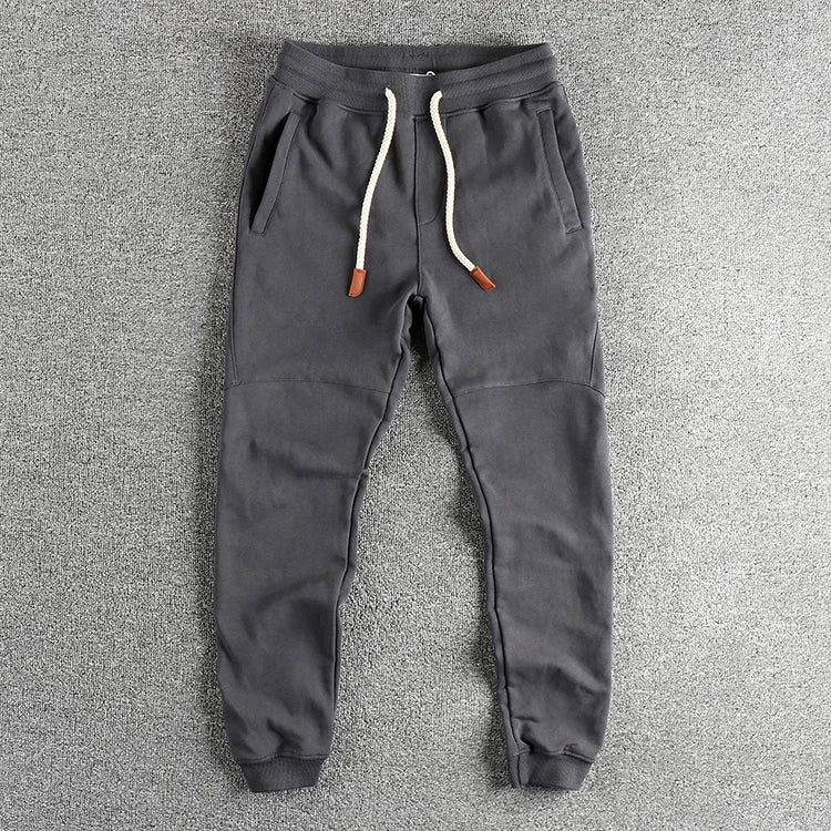 Autumn Japanese Retro Knitted Ankle-length Sweatpants Men's Fashion Elastic Waist Drawstring Sport Casual Ankle-tied Pants