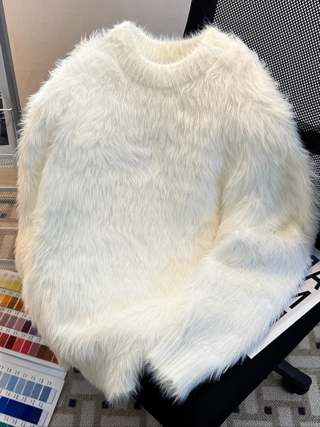 Heavyweight  Fur Knit Sweater Unisex Loose Thickened  Color Warmth Autumn Winter Men's Women's Casual Fashion