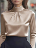 Women's Dressy Blouse Plain Elegant Daily Stylish High Neck Regular Tops