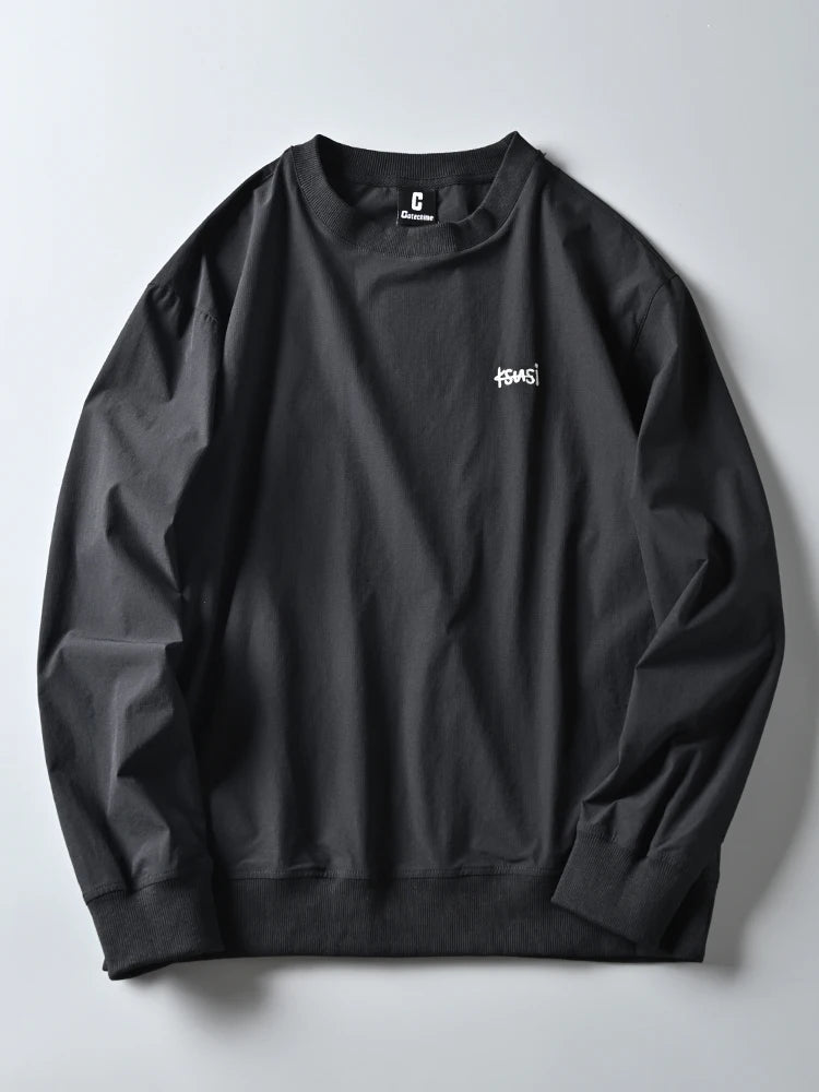 Casual Loose round Ne Sweatirt Men's Outdoor Waterproof Breathable Thin Sle Hoodie Streetwear Spring Autumn Youth ular