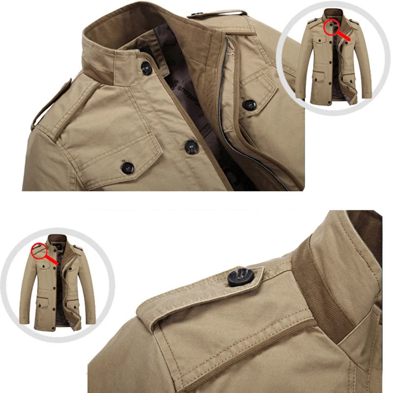 High Quality Men's Casual Jacket 6XL Male Windbreaker Oversized Cotton Classic Jackets Men Clothing Trench Coat