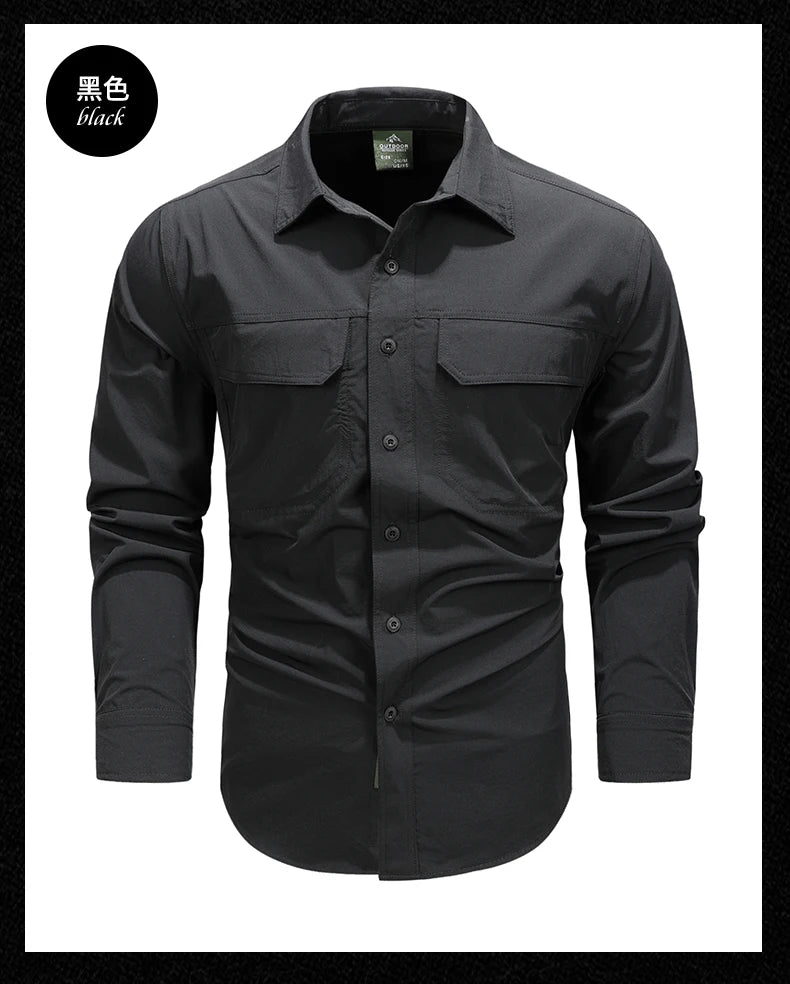 Spring Autumn Men Shirts Tactical Work Long Sleeved Shirt Men Outdoor Casual Breathable Quick Dry Camping Hiking Cargo Shirts