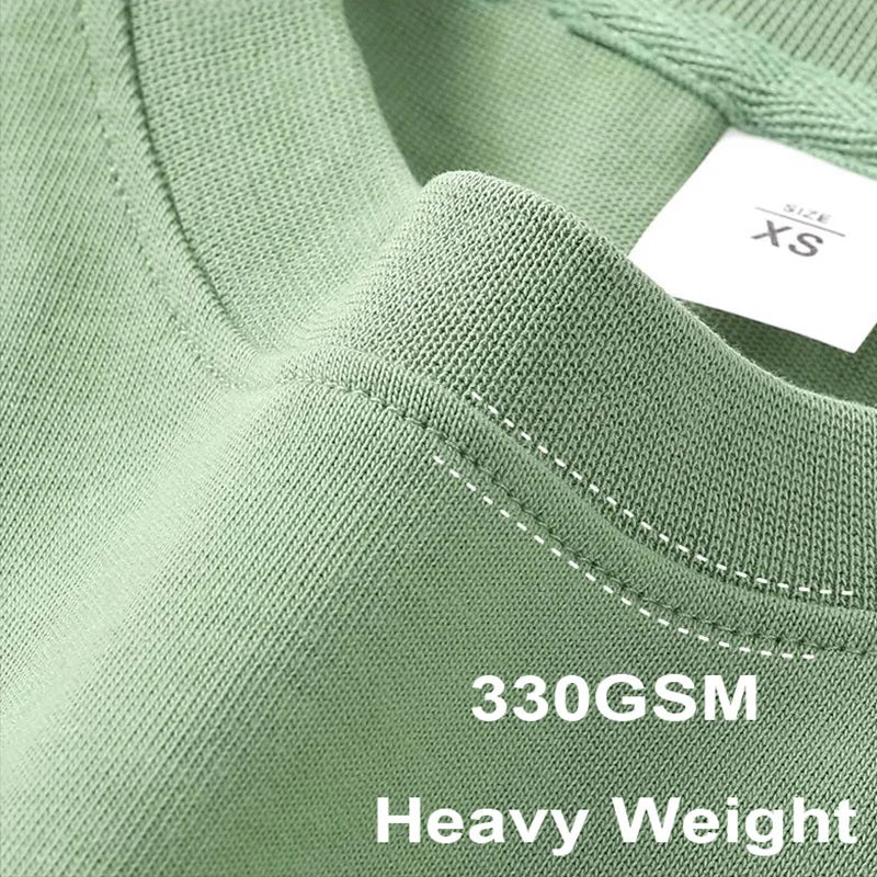 DIY Custom LOGO Thick Neck Drop Shoulder Big Size Style 330gsm High Qualtity Oversize Heavy Weight T-shirt for Men Streetwear