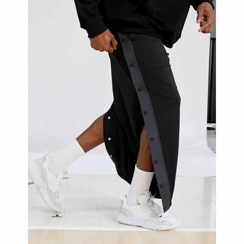 Men's Buttons Pants Running Sports Trousers Male Casual Jogger Basketball Football Sweatpants Outdoor Loose Hiphop Streetwears