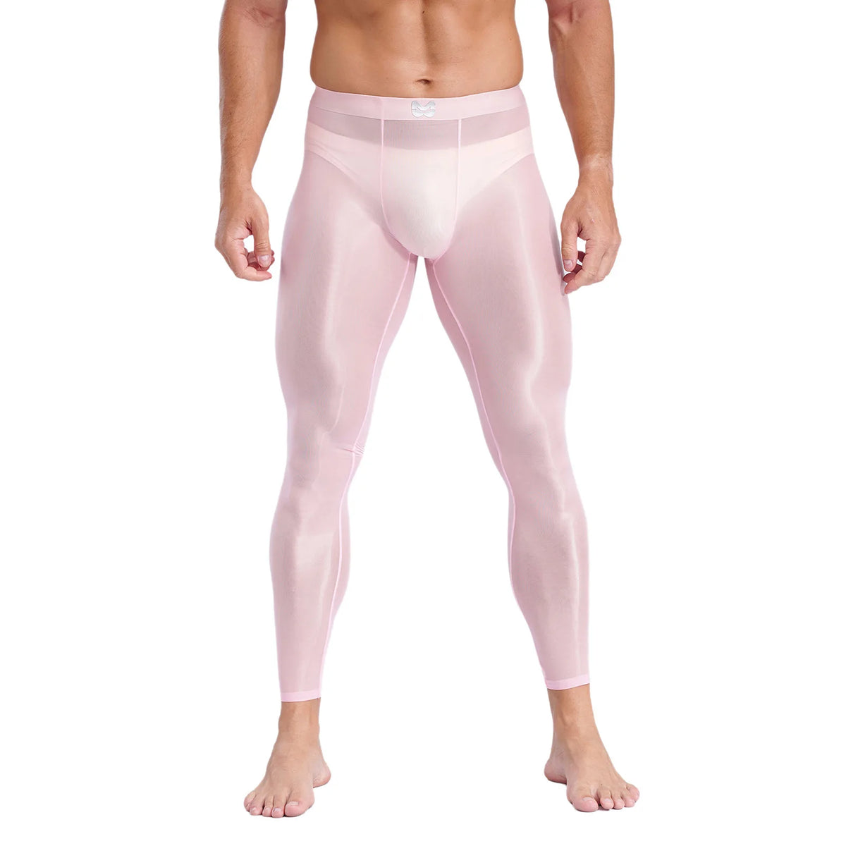 Mens Stretchy Compression Pants Skinny Sweatpants See Through Bulge Pouch Tights Ice Silky Yoga Gym Fitness Leggings Underwear