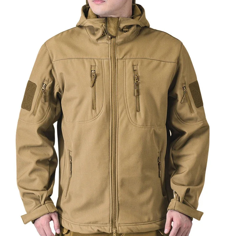 Autumn Winter Mens Army Tactical Jackets Men Softshell Warm Waterproof Action Jacket Men Mountain Ski Windbreaker Hooded Coats