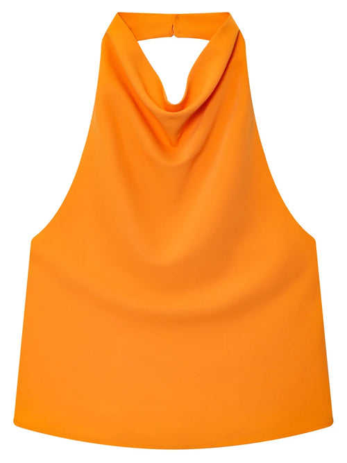 HXAO Top Women Halter Satin Women Tops Backless Corset Top Vest Yellow