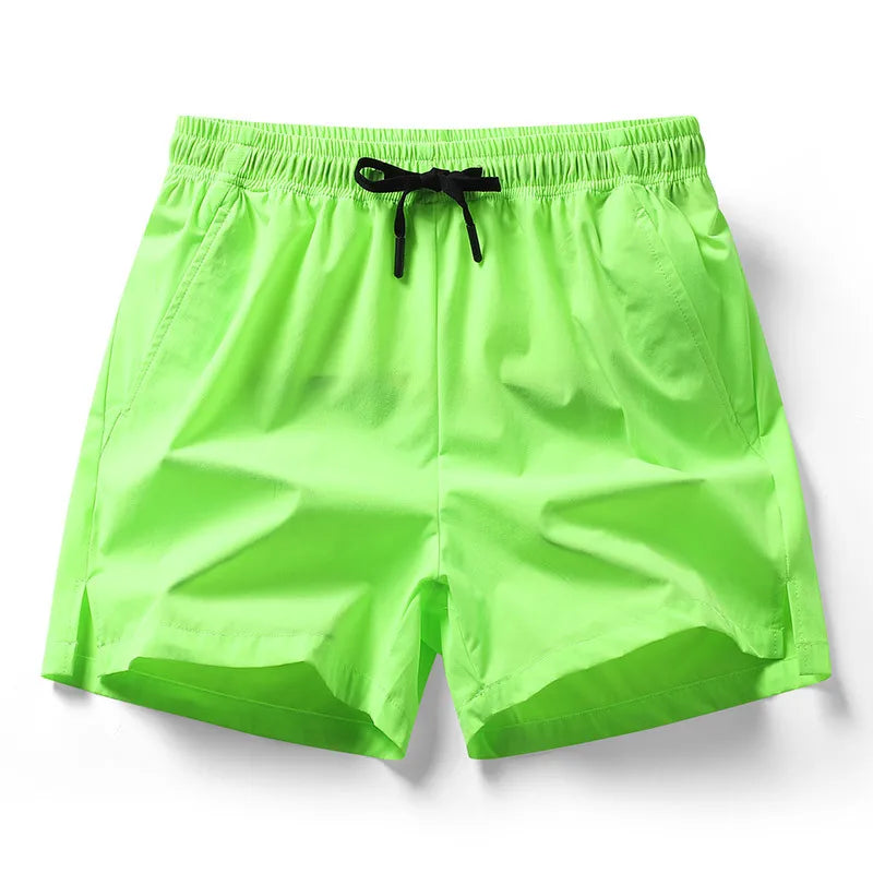 2026 new summer men's sports and leisure shorts with pockets, solid color, lightweight, suitable for jogging and beach wear