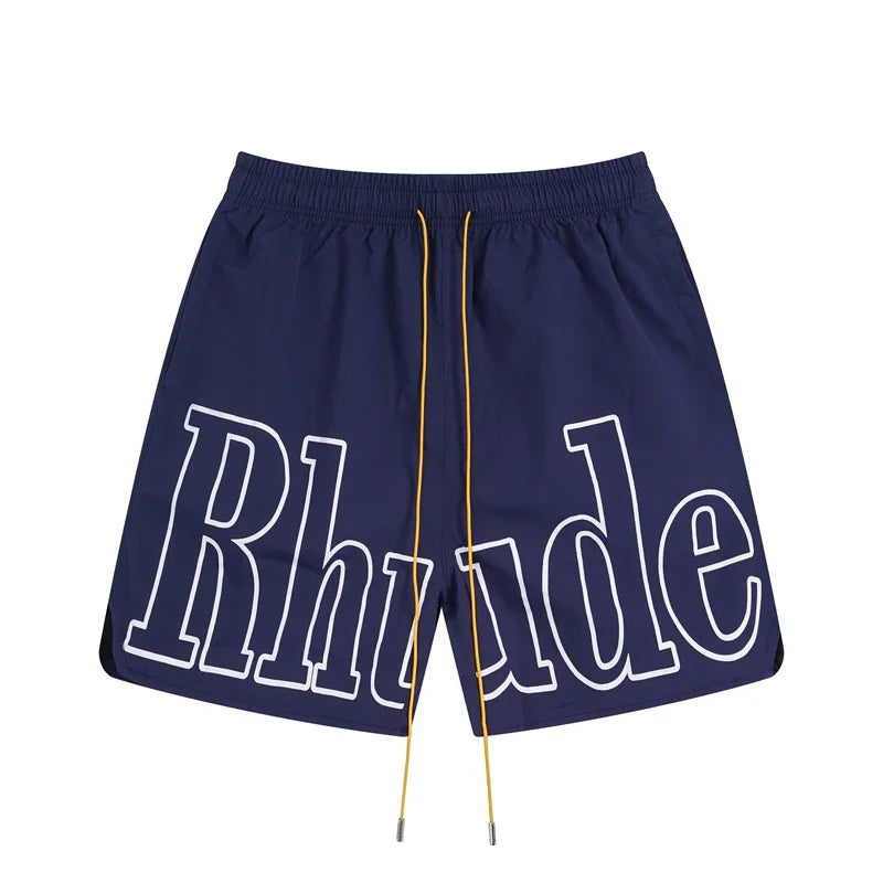 American Style Trendy Rhude Casual Shorts Loose Breathable Multi-color Mesh Beach Sports Shorts