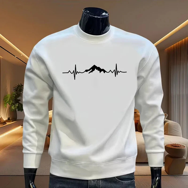 New Mens Sweatshirts Print Casual O-Neck Tops Outdoors Sports Jogging Spring and Autumn Mens Fashion Pullover Street Sportswear