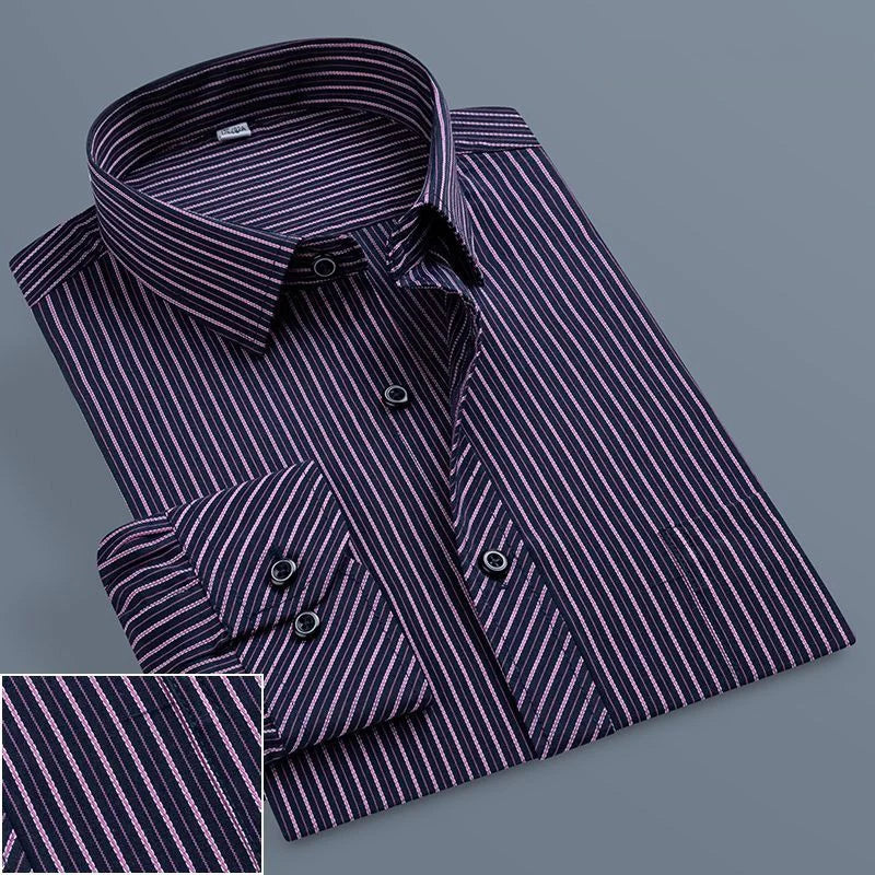 Men's Business Casual Social Shirts Oversized Plus Large Size 9XL Long Sleeve Classic Plaid Striped Brand Dress Shirts GOZBKF