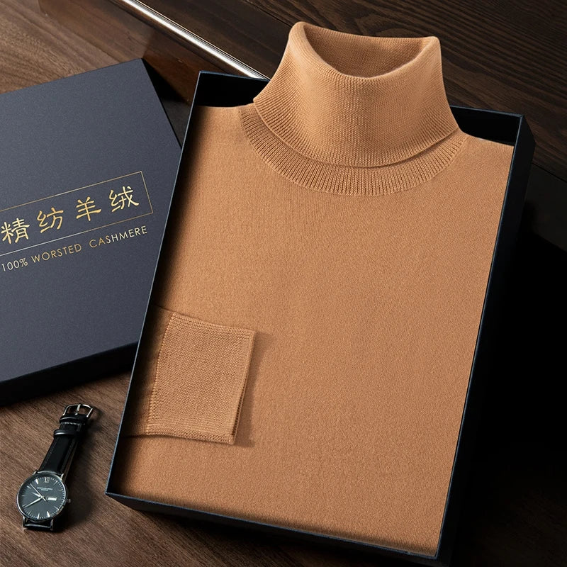High Quality A-Class 100% Precision Spun Pure Cashmere Sweater Men Men's Lapel Pullover Casual Loose Knit Thin Men's Clothing