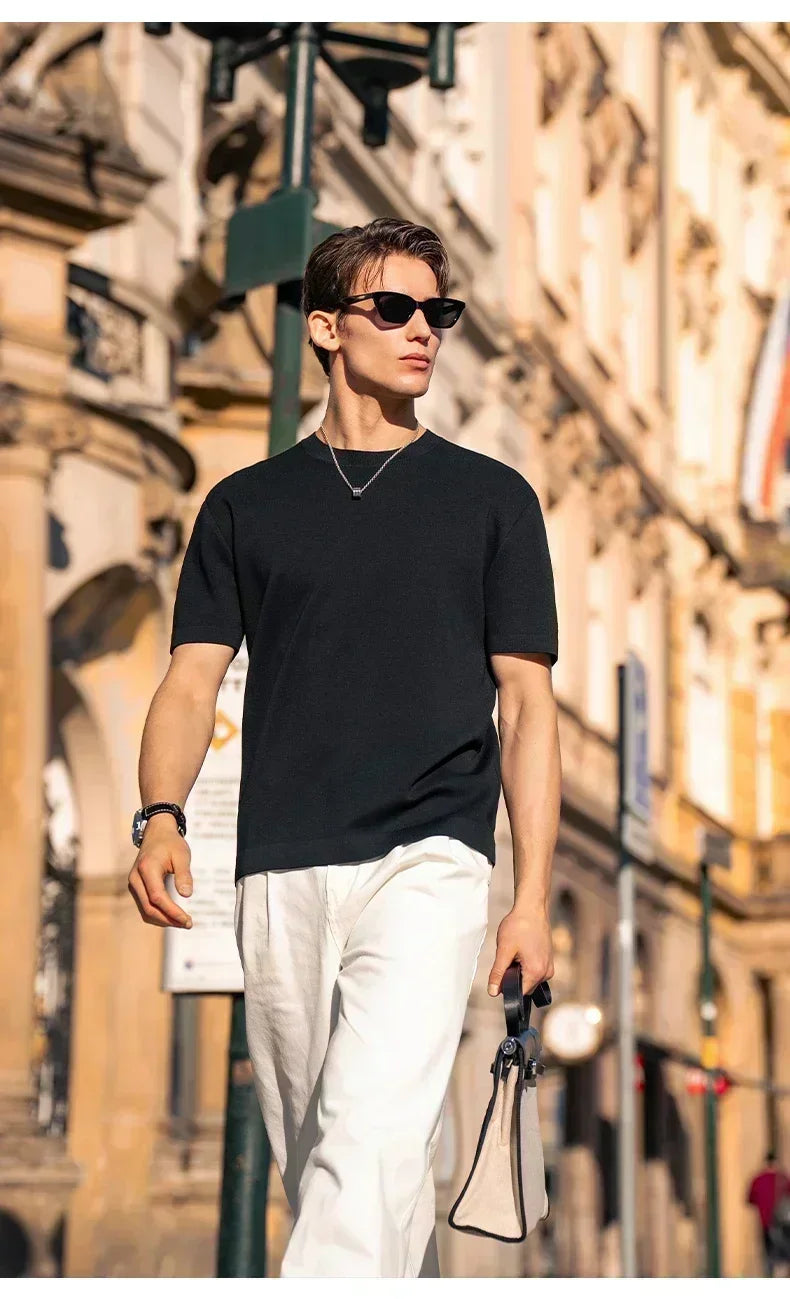 Shrim Is Calling Men Short Sleeve Interesting Shrimp Meme Street Trend T-shirt Top Suitable for Husband Boyfriend Slim T-shirt