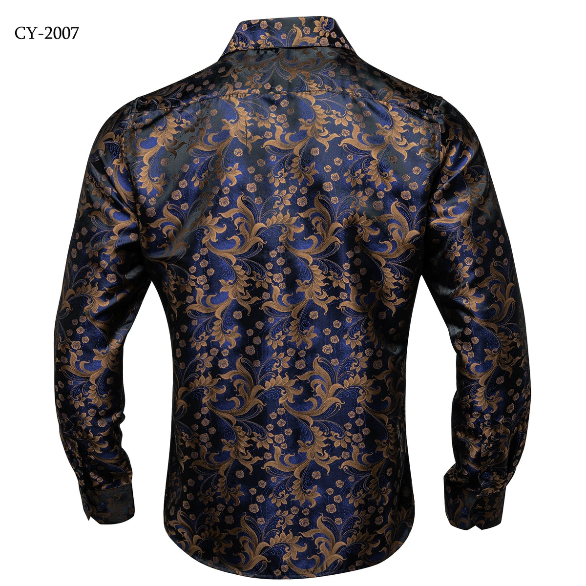 Brand New Men's Royal Blue Business Shirts Luxury Fashion Paisley Long Sleeve Turn-Down Collar Social Shirt Male Casual Blouse