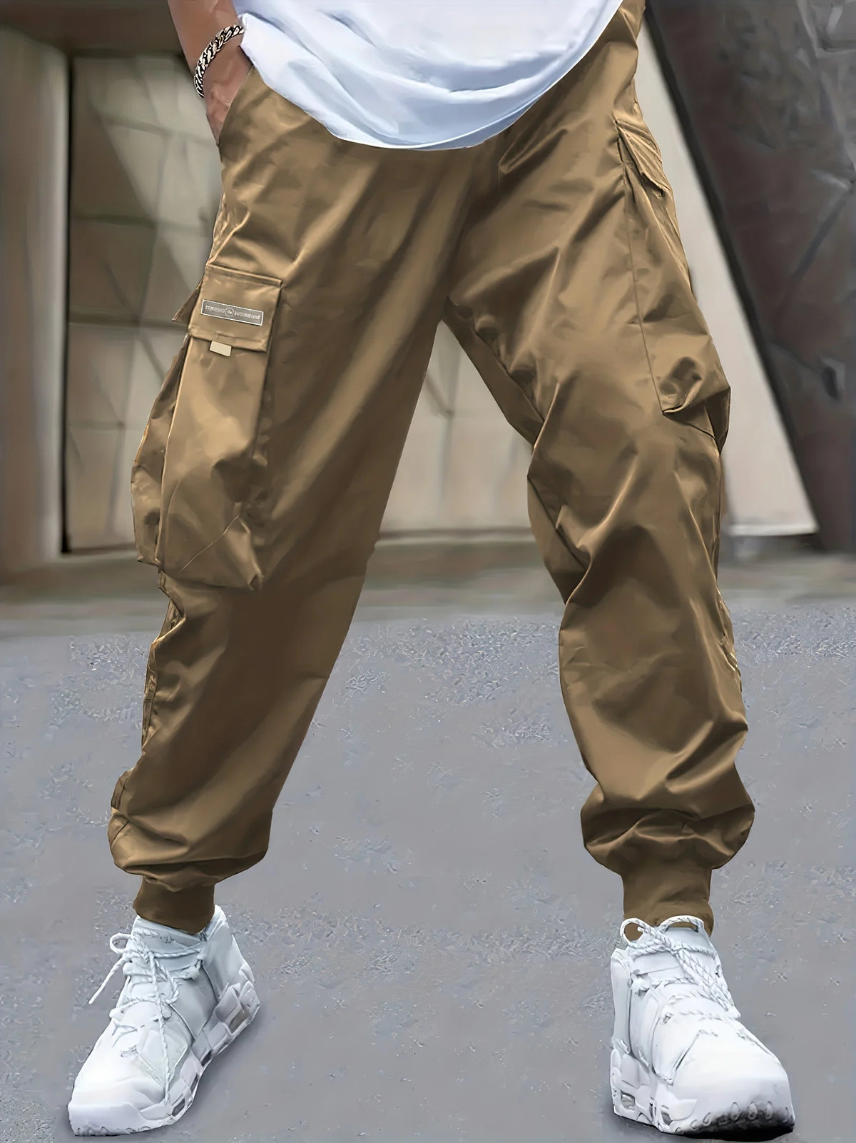 Men's Cargo Pants, Casual, Sporty, Outdoor, Large Pockets, Lightweight, Legging, Cropped Slacks 06B