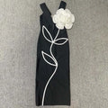 Women's Evening Dresses Sexy Strapless Tie White Flowers Bodycon Bandage Long Dresses Elegant Party Birthday Dresses