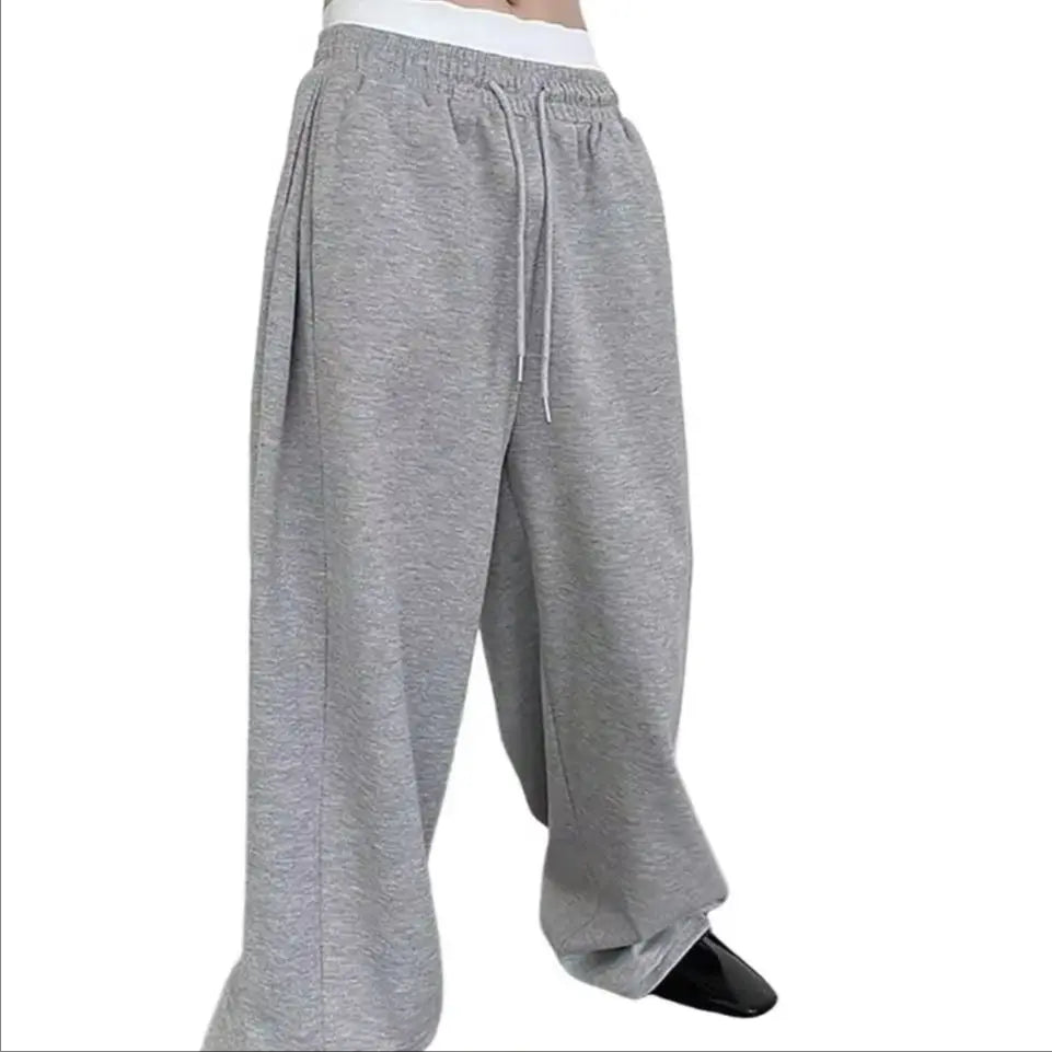 Y2k Harajuku Wide Leg Sweatpants Women Streetwear Baggy Oversize Gray Sports Pants High Waist Drawstring Casual Joggers Trousers