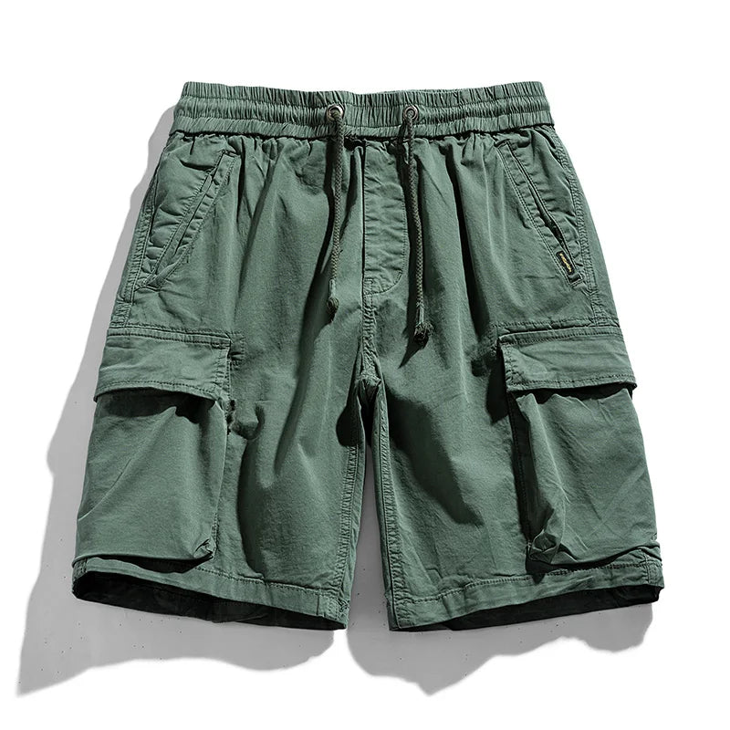 Summer Men Cargo Multi Pocket Shorts Men Casual Solid Elastic Waist Beach Short Spring Men Jogger Pants Shorts Male Dropshipping