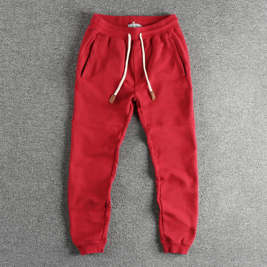 Autumn Japanese Retro Knitted Ankle-length Sweatpants Men's Fashion Elastic Waist Drawstring Sport Casual Ankle-tied Pants