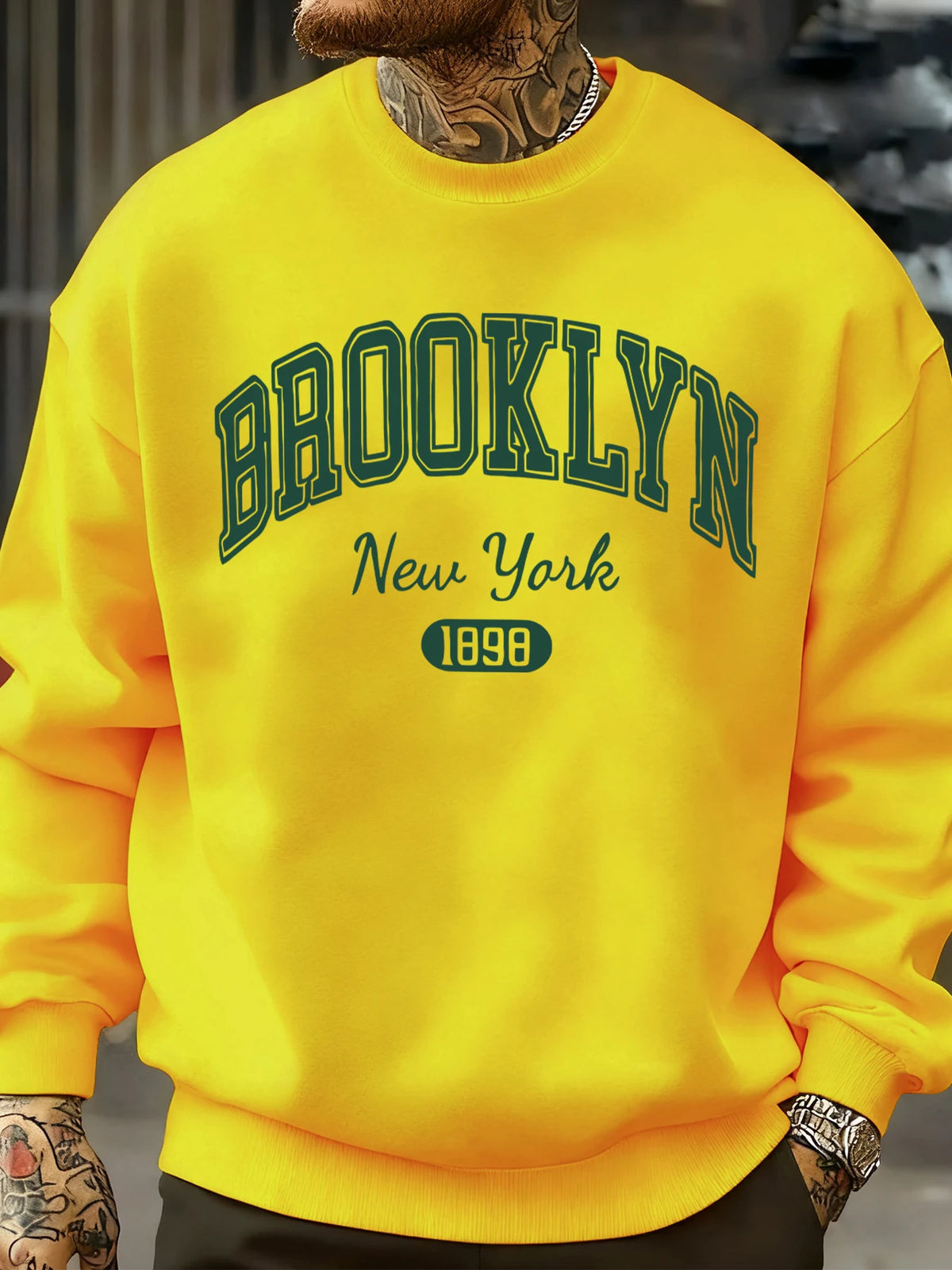 Brooklyn New York 1898 Prints Sweatshirt Autumn Man Clothes Fleece Fashion Pullover Casual Crewneck Sportswear Loose Soft Top