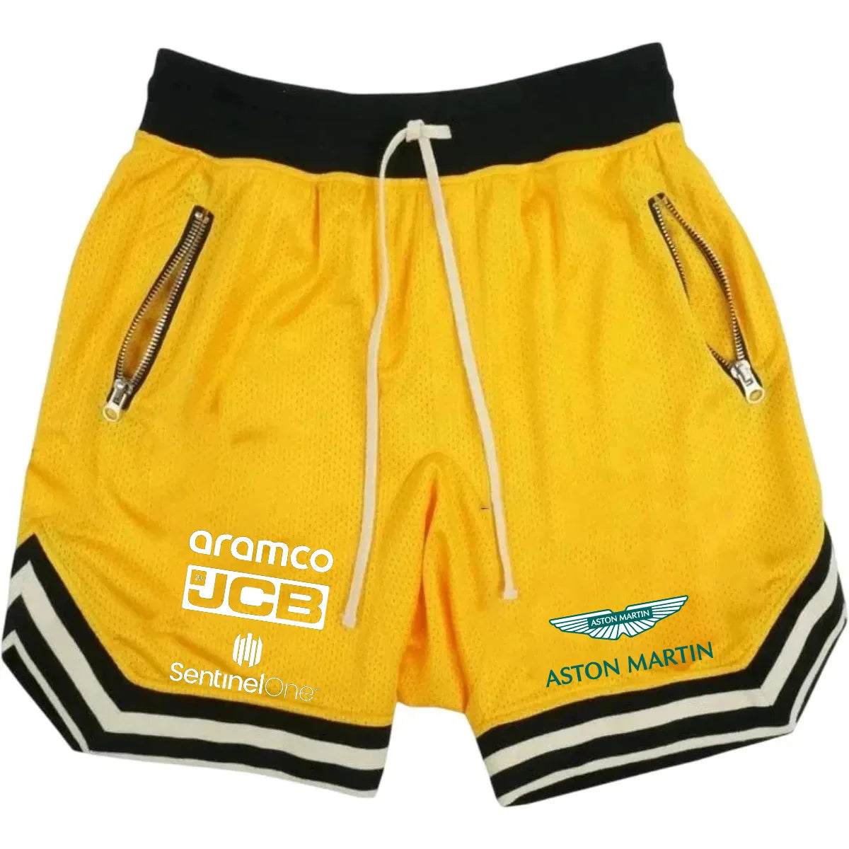 New Aston Martin Men's Slim-Fit Shorts - Single-Color Design, Comfortable and Breathable, with High-Quality Elastic Waist. Fast