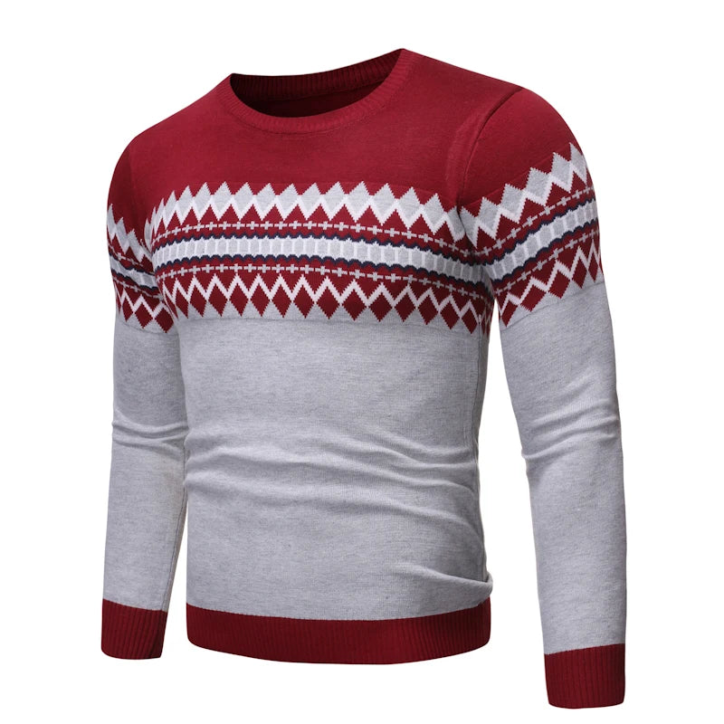 Autumn Winter O-Neck Knit Pullovers Men Fashion Casual Knitted Sweater Slim Fit Knitting Mens Striped Pullover Sweaters Knitwear