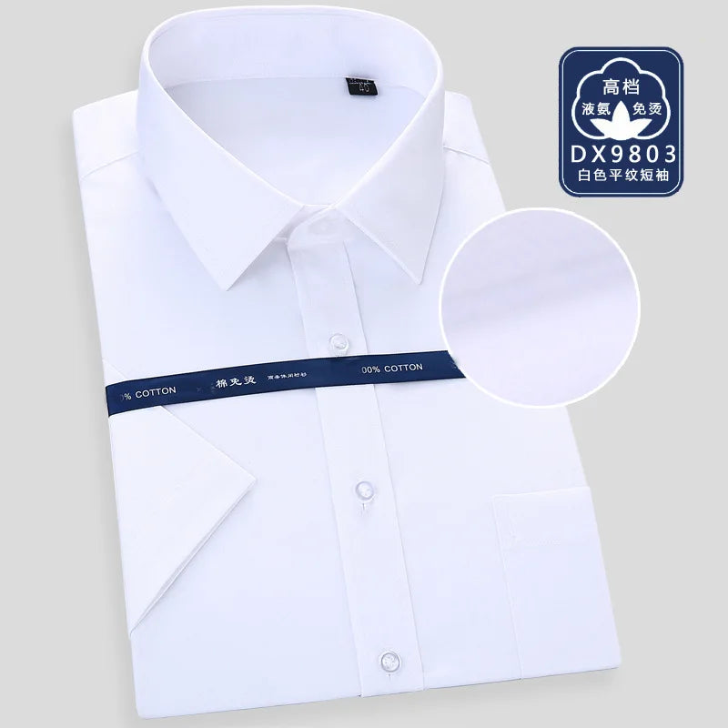 Office Men Shirt 100% Cotton Oversized Button Up Shirt  Anti-wrinkle Longsleeve Shirt for Men White Business Slim Fit Shirt Men