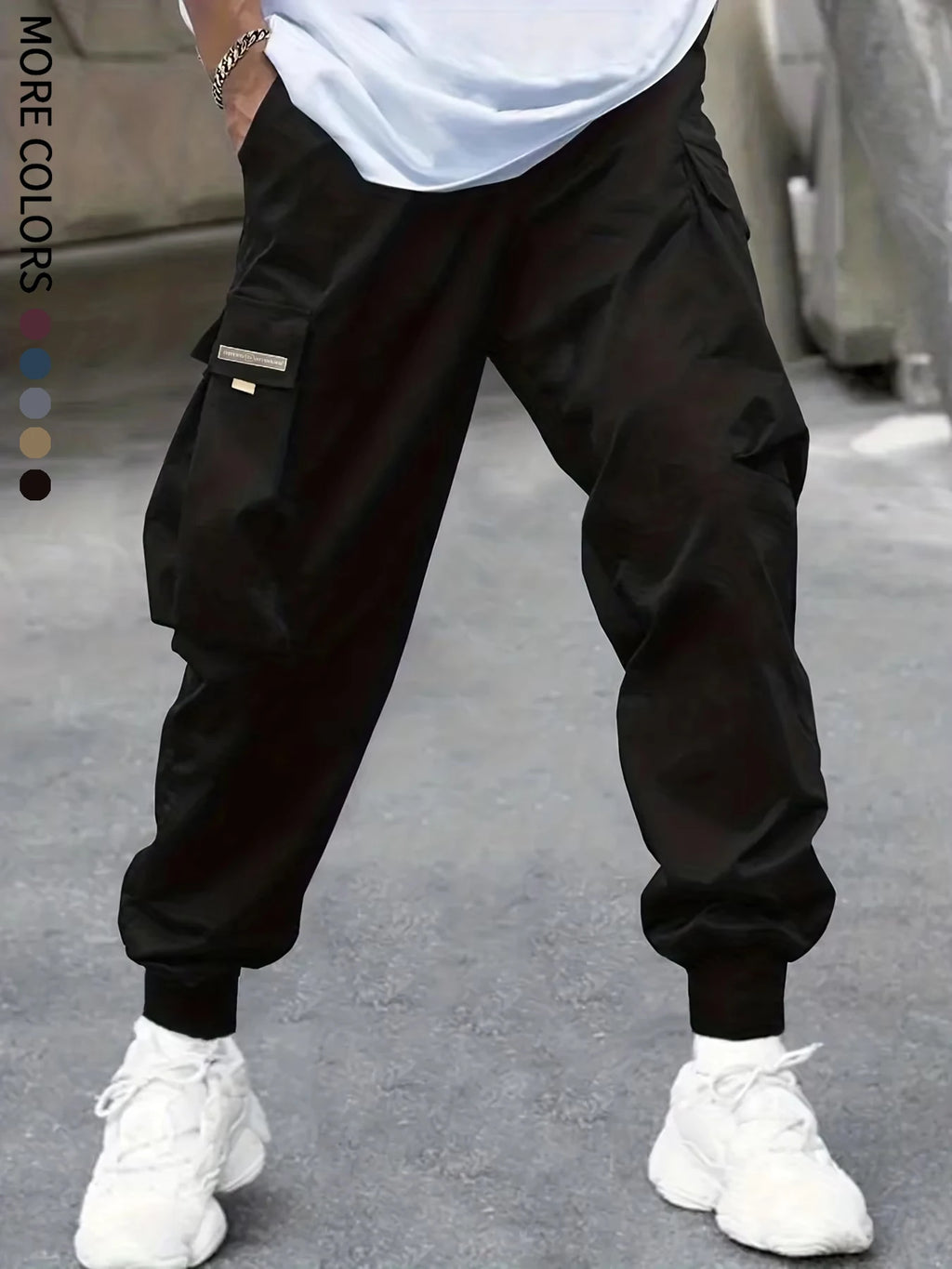 Men's Cargo Pants, Casual, Sporty, Outdoor, Large Pockets, Lightweight, Legging, Cropped Slacks 06B