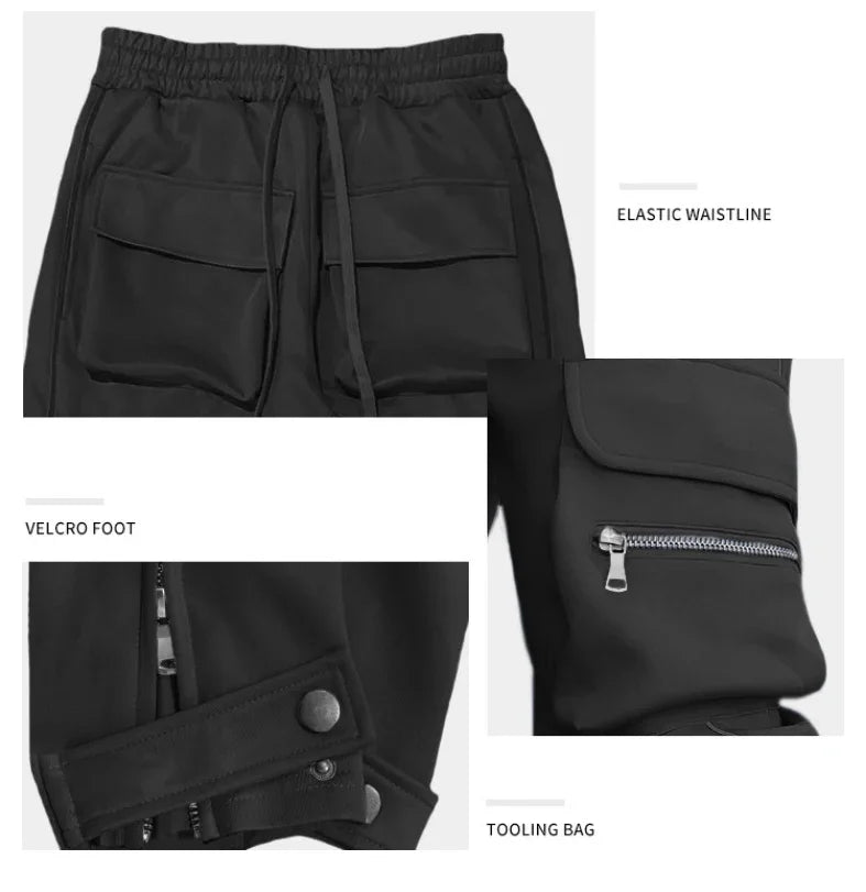Summer Men's Jogging Sports Pants Multi-Pocket Sweatpants Running Trousers Men's Casual Joggers Cargo Reflective Hip Pop Pants