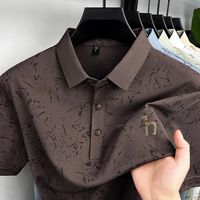 New Men's Casual Original Printed Polo Shirt Breathable Comfort Short Sleeve Lapel T-shirt High Quality Versatile Men's Clothing