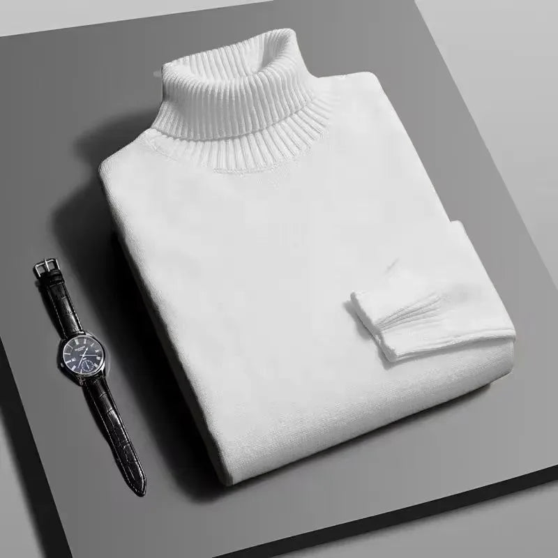 Animal Game Mens Knitwear Winter Turtleneck Sweater Slim Fit Long Sleeve Pullover Solid Trend Men Outdoor Coats Cold Blouse Man