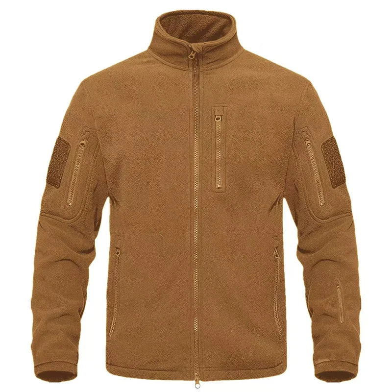 Men's Winter Autumn Polar Fleece Standed Collar Tactical Military Cargo Jackets Trekking Hiking Camping Climbing Sportswear Coat