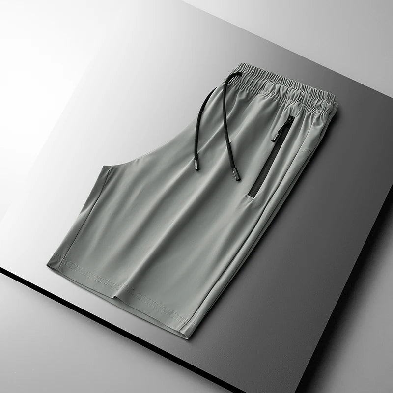 Men's Ice Silk Casual Shorts Summer Thin Quick Dry Breathable Sports 5-inch Pants Loose Plus Size Running Outdoor Beach Shorts