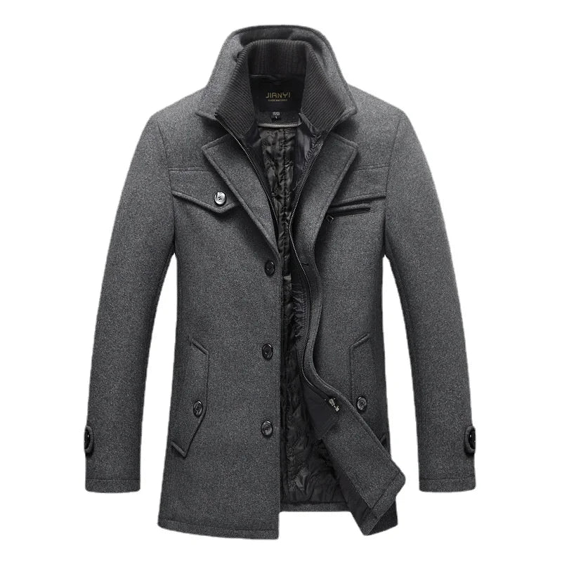 Men Cashmere Trench Coats Winter Jackets Overcoats Wool Blends High Quality New Winter Coats Male Business Casual Trench Coats 5