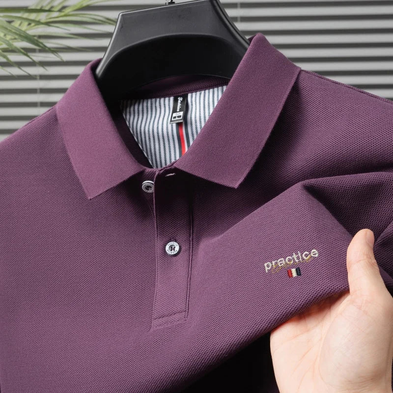 100% Pure Cotton Men's Classic Embroidered Polo Shirt Luxury Breathable Anti-wrinkle Cozy Short Sleeve Business Casual Golf Tee
