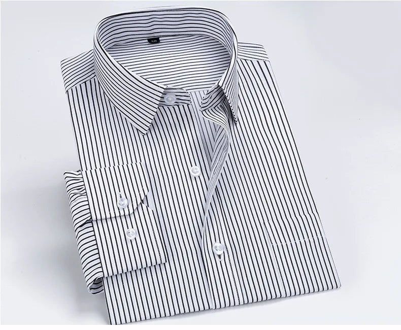 2026 Men's Long Sleeve Cotton Shirt Striped Design Spring Autumn Business Formal Dress Shirts for Men Party Wedding Shirts Male