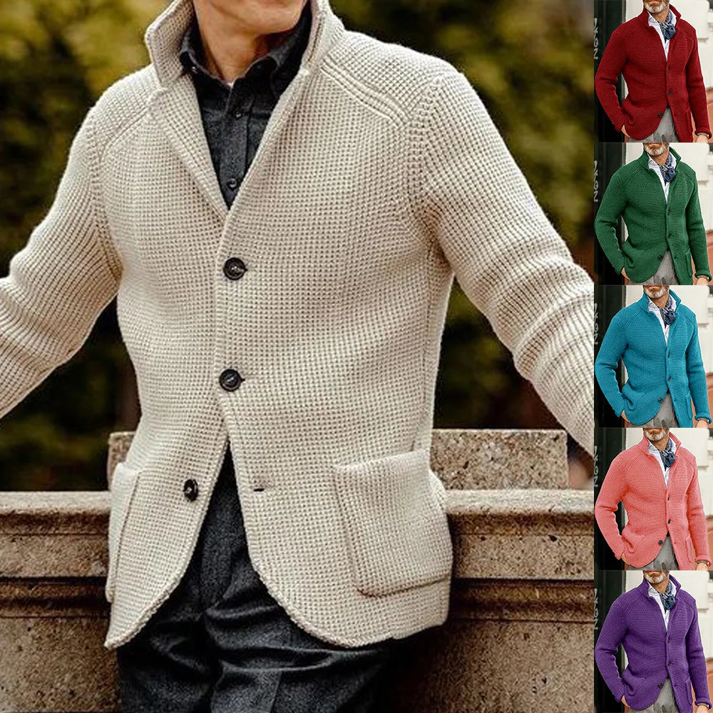 Men's Sweater Slim Fit Stand Collar Knit Cardigan Jackets Spring Autumn Large Size Men Fashion Solid Color Outerwear & Coats