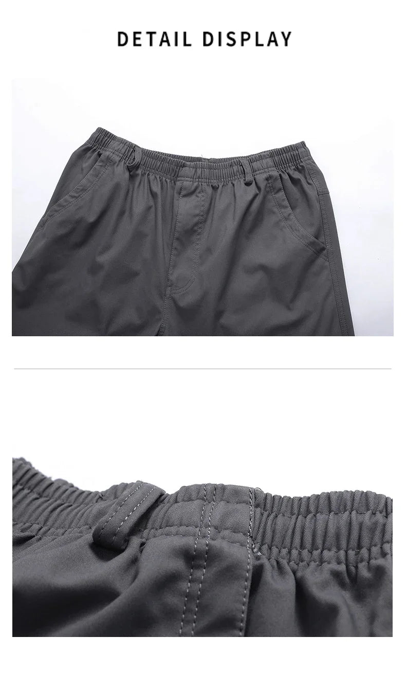 Big Size Mens Casual Pants Relaxed Fit Cotton Trousers Elastic Waist Drawstring Sweatpants Mens Jogger Pants Summer Spring