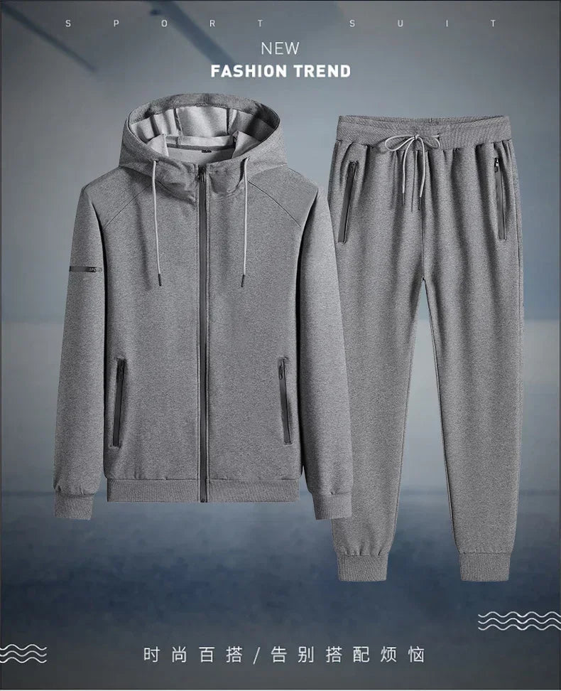 Plus Size tracksuits Men Sportswear Sets New Spring Autumn Clothing Hooded Pants Suit Male 2 Pieces Sweatshirt + Sweatpants 8XL