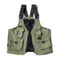 Maden Men Multi-pocket Tactical Vest Jacket & Bag Japan Retro Multi-function Photography Waistcoat Wide Shoulder Strap Solid Bag