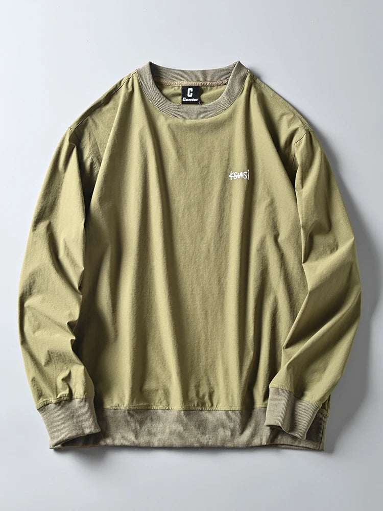 Casual Loose round Ne Sweatirt Men's Outdoor Waterproof Breathable Thin Sle Hoodie Streetwear Spring Autumn Youth ular