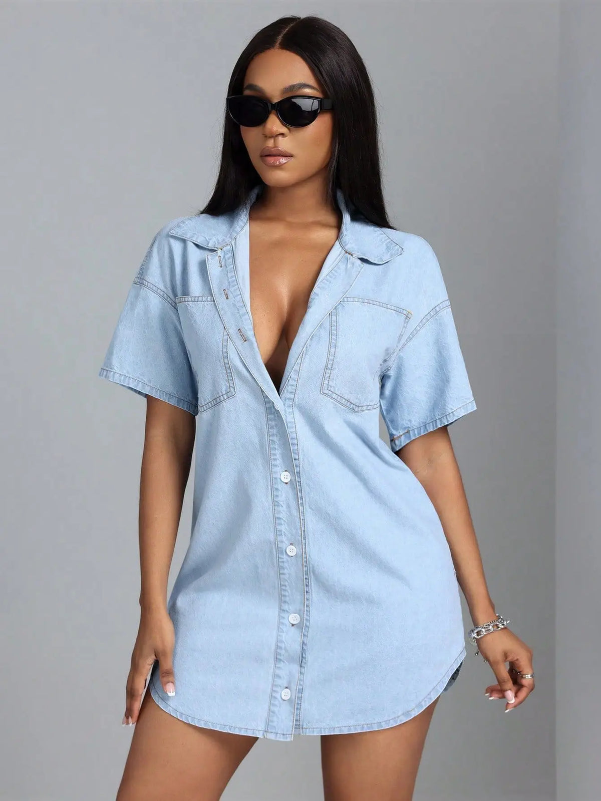 Women Short Dress Denim Dresses A Line Vestidos Y2k Streetwear Turn Down Collar Elegant Splice Party Night Work 2026 Summer