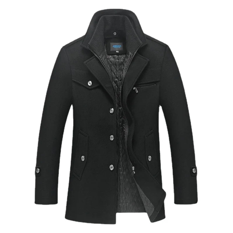 Men Cashmere Trench Coats Winter Jackets Overcoats Wool Blends High Quality New Winter Coats Male Business Casual Trench Coats 5