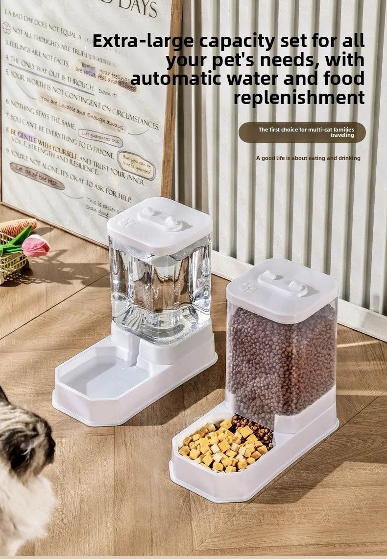 2 in 1 Gravity Pet Feeder Water Dispenser 2.2KG 4L Large Capacity Automatic Refill Bowl For Cats Small Dogs